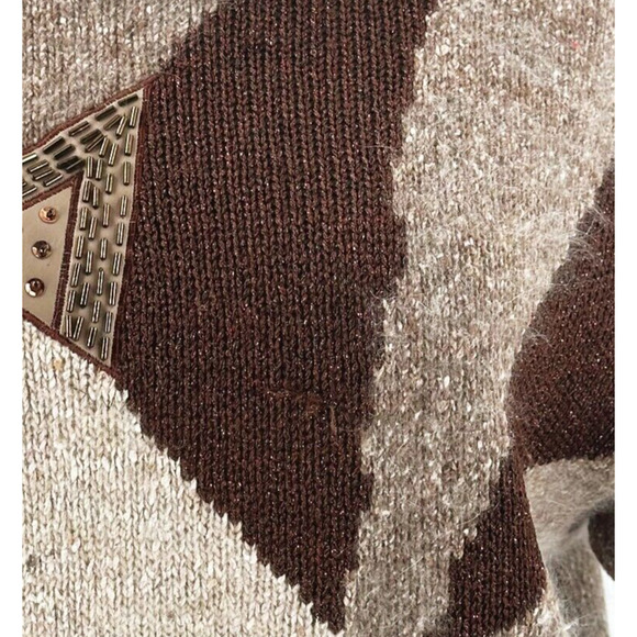 VTG 80s IB Diffusion Womens Silk/Angora Patchwork Grandma Sweater Medium Retro - Picture 4 of 9